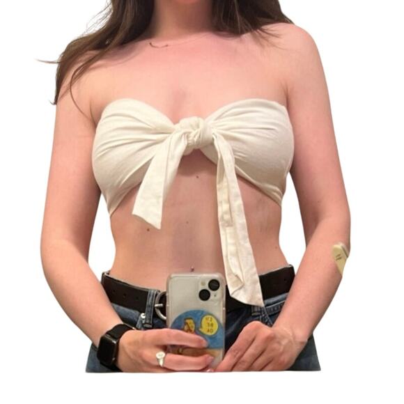 New With Tags Cotton On White Tie On Bow Front Bandeau Tube Top - (M) - Picture 1 of 6